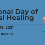 image includes clip art of a figure reading and text reading National Day of Racial Healing - January 19, 2021, Suggested Reading